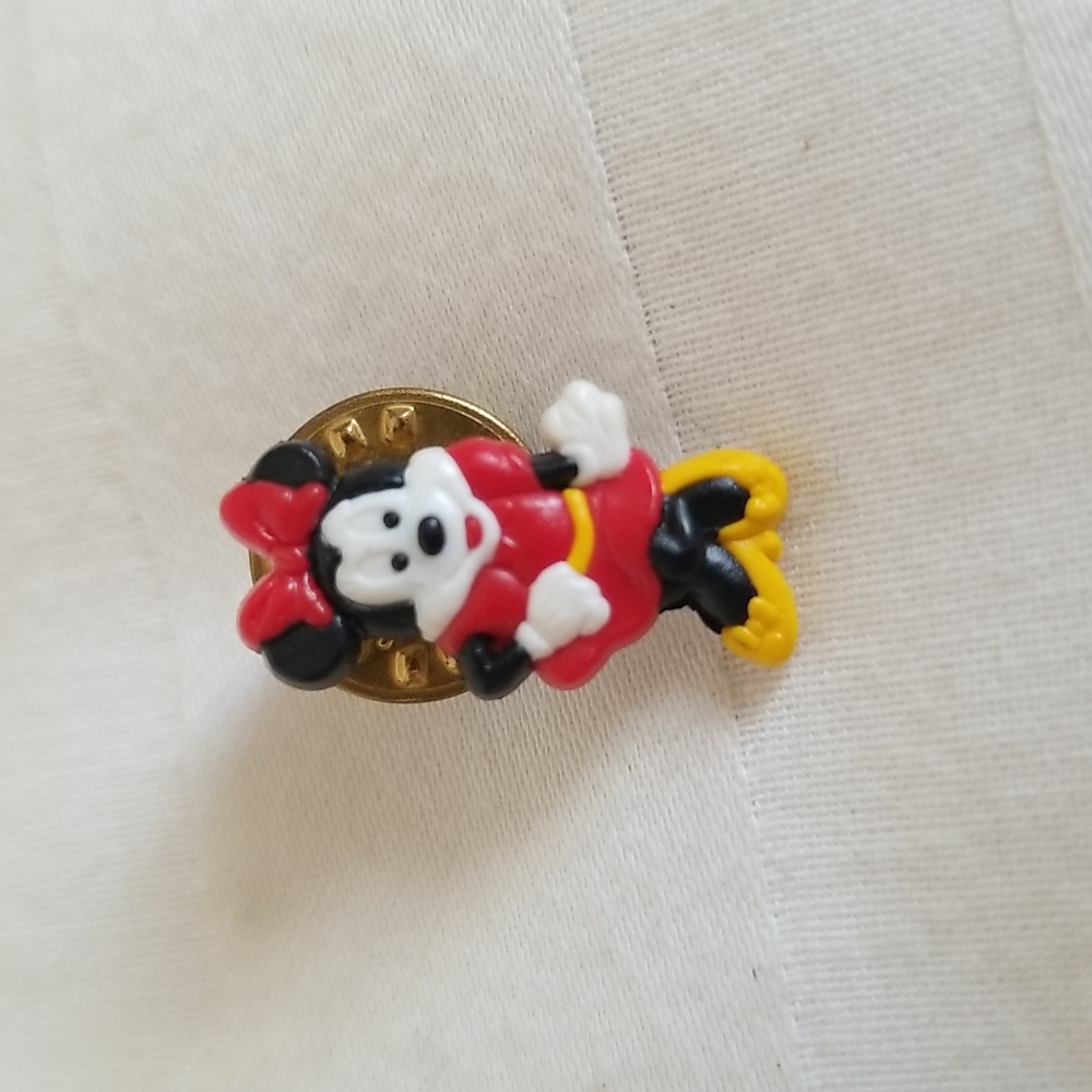Vintage Disney Minnie Mouse Rubber Figure Lapel Pin